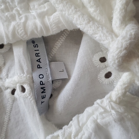 Tempo Paris White Eyelet Cotton Cover Up Jacket - Picture 7 of 9